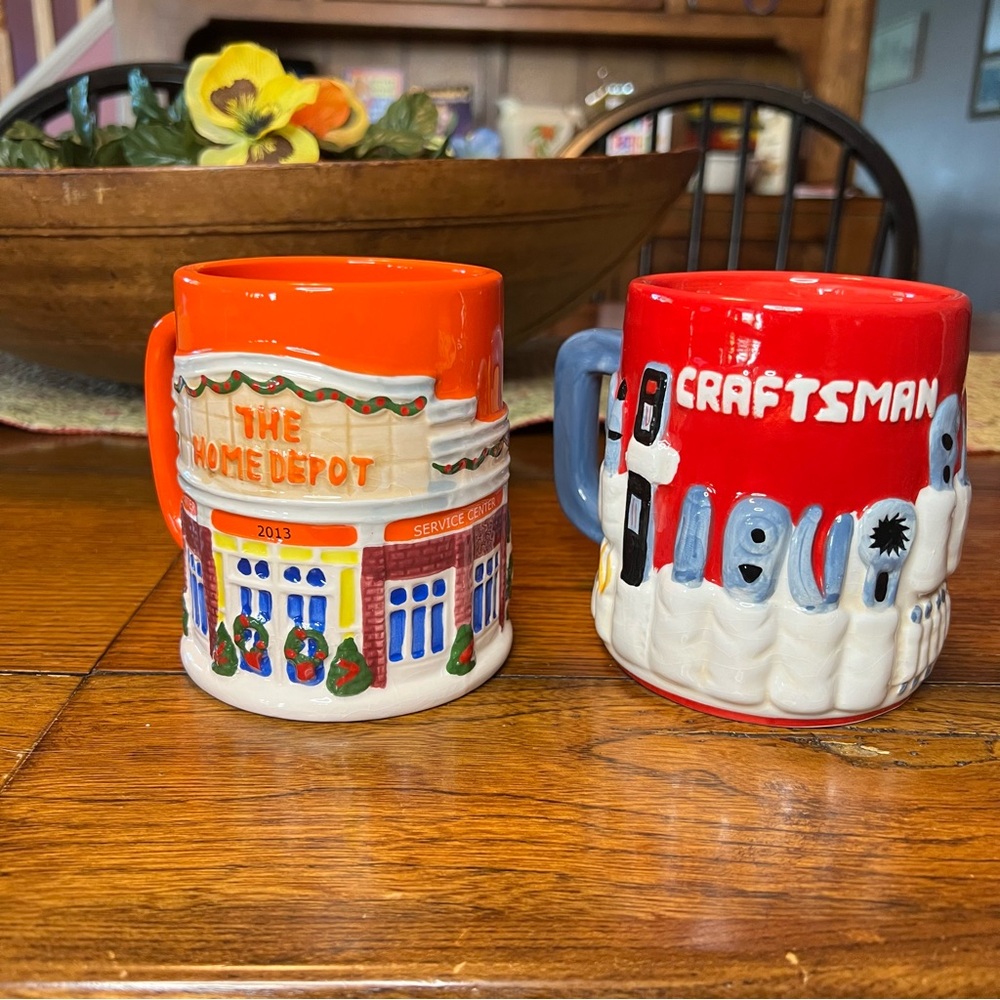 Mr. Christmas mug bundle of two Sears Craftsman and Home Depot